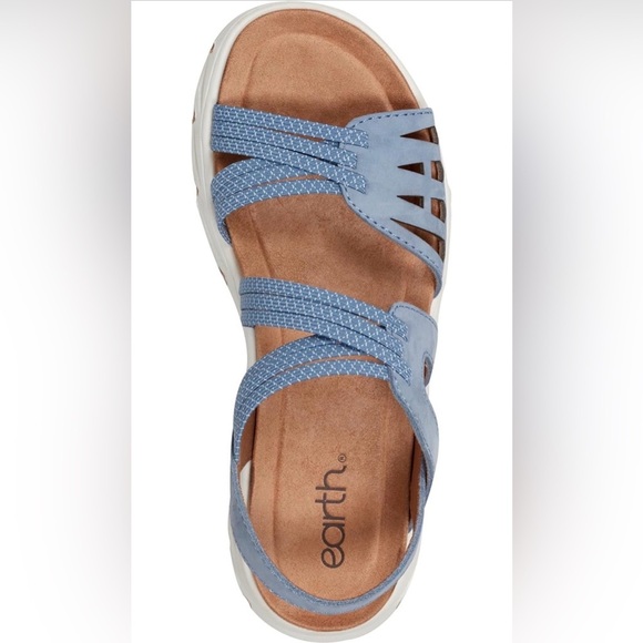 Earth Vernon Leather Blue Comfort Flat Sandals 7M Arch Support Shoe NWT & Box - Picture 5 of 15